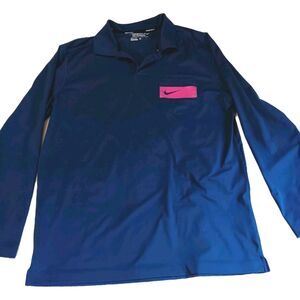 Nike Golf Tour Performance Dri-fit Men’s Sz L Long-sleeve Polo Shirt Royal Blue